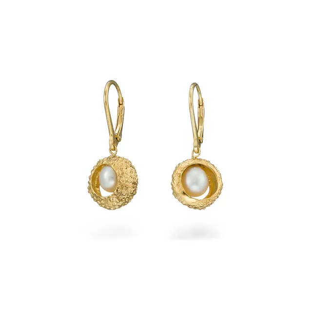agapi-seastories-urchin-pearl-boucles-pendantes-argent-dor-perle image 1