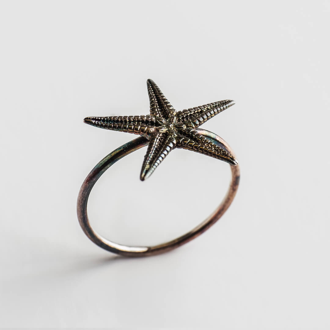 agapi-seastories-small-starfish-bague-argent-925-patine-arc-en-ciel image 3