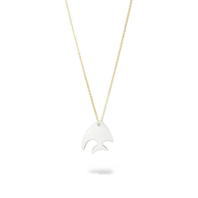 agapi-the-fish-angel-fish-collier-cha-ne-mail-blanc image 1