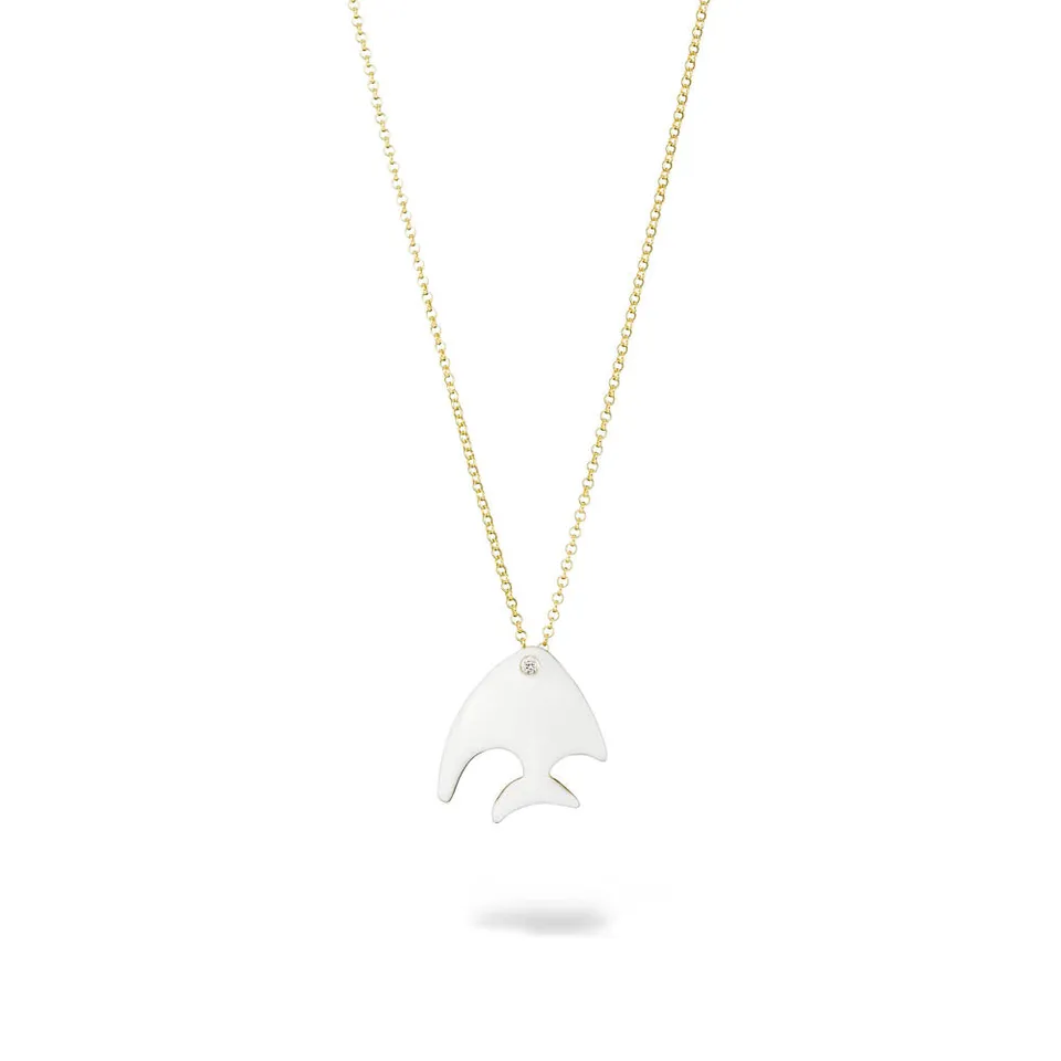 agapi-the-fish-angel-fish-collier-cha-ne-mail-blanc image 1