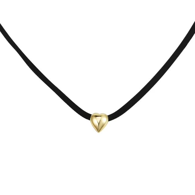 armeria-kalon-collier-ruban-noir-c-ur-dor-96-cm image 1