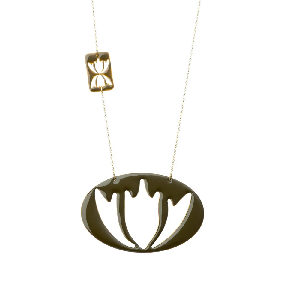 agapi-anthology-waterlily-collier-pendentif-fleur-kaki-mail image 1