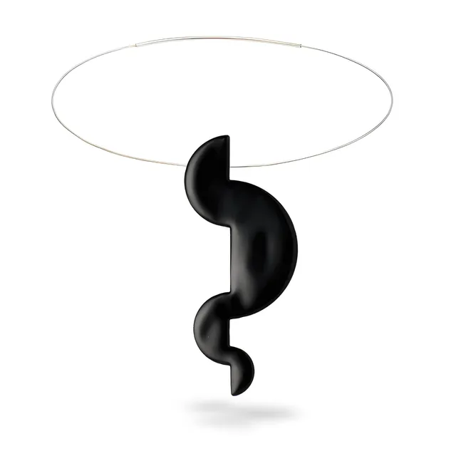 agapi-proportions-ii-collier-ras-de-cou-noir-mail-argent image 1