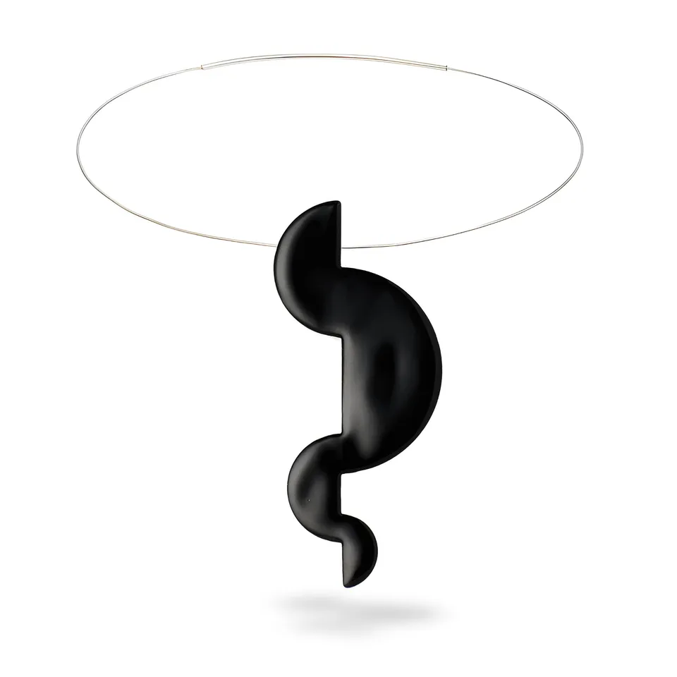 agapi-proportions-ii-collier-ras-de-cou-noir-mail-argent image 1