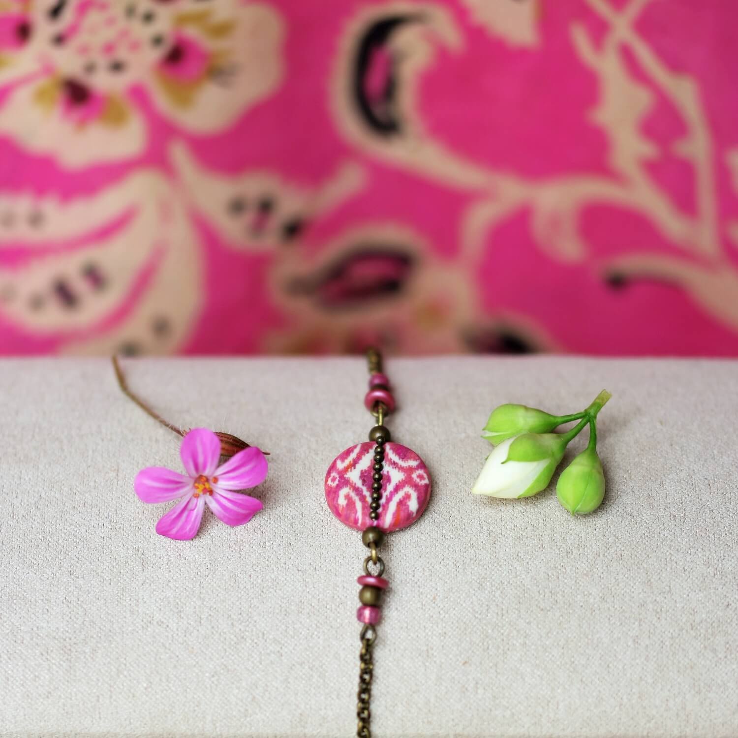 11prunes-nilufar-bracelet-laiton-ikat-magenta-16-cm image 3