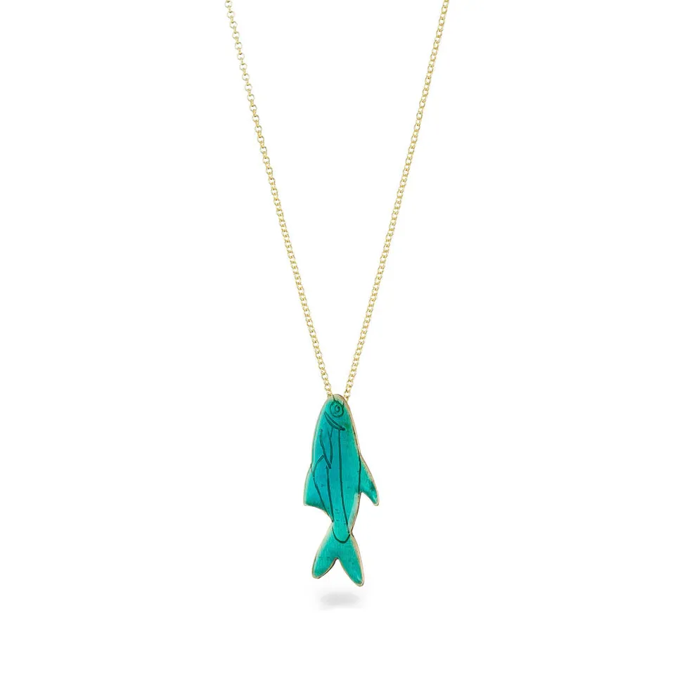 agapi-neon-fish-collier-poisson-cha-ne-mail-turquoise image 1