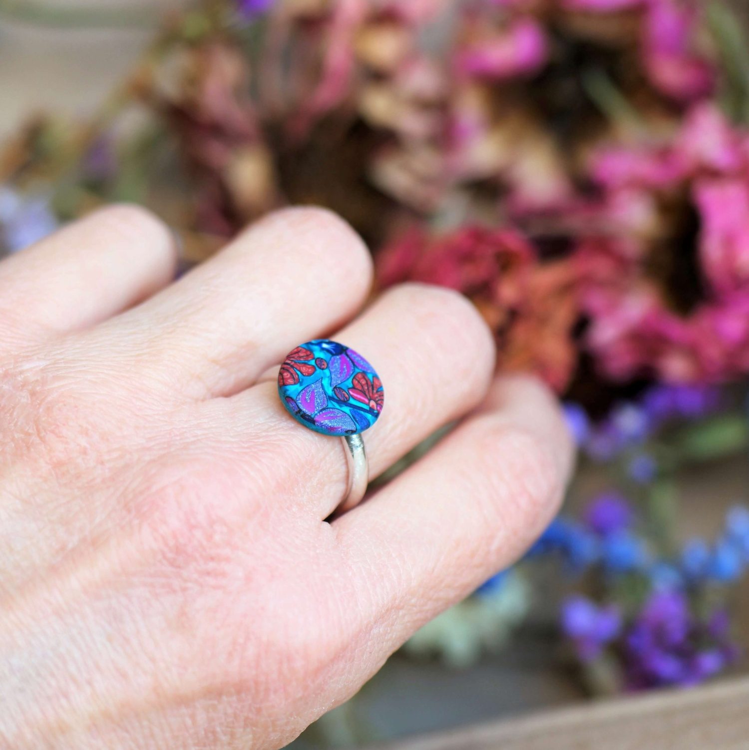 11prunes-clivia-bague-argent-925-cabochon-wax-violet-terracotta image 2
