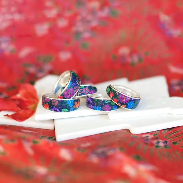 11prunes-an-mone-anneau-argent-925-bague-florale-violette-ajustable image 1