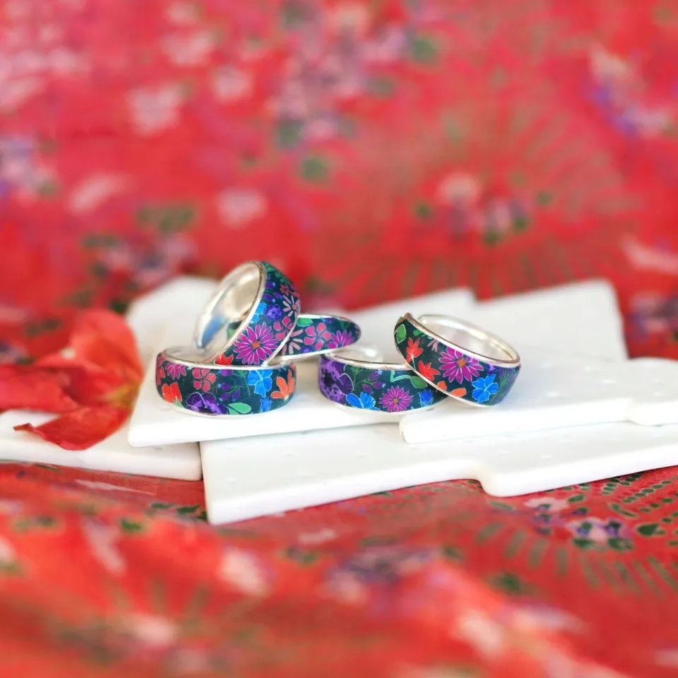 11prunes-an-mone-anneau-argent-925-bague-florale-violette-ajustable image 1