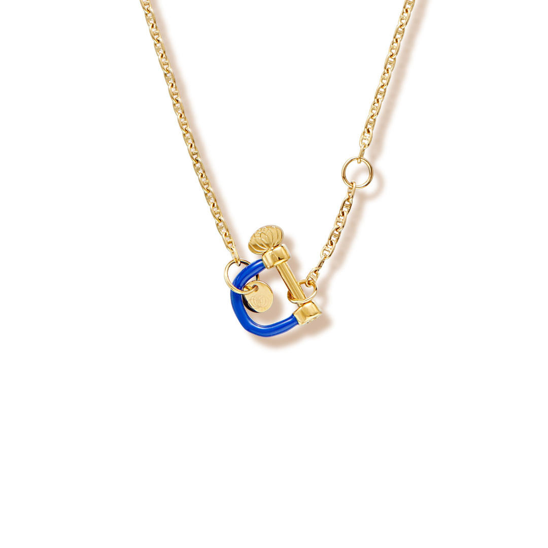 armeria-manilles-collier-manille-bleue-acier-dor-49-cm image 1