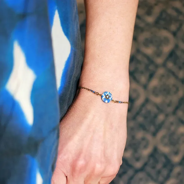 11prunes-nilufar-bracelet-laiton-ikat-bleu-swarovski image 1