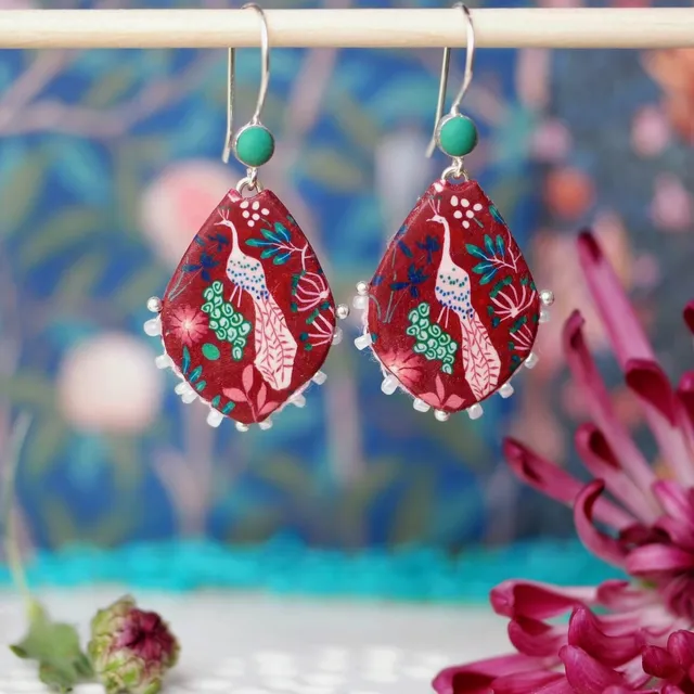 11prunes-pigamon-boucles-d-oreilles-argent-925-paon-bordeaux image 1