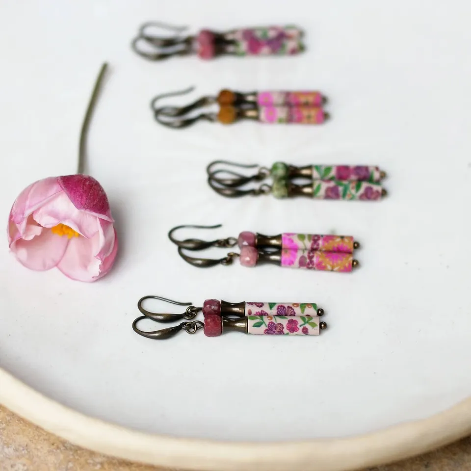 11prunes-solandra-boucles-pendantes-tourmaline-laiton-rose image 1