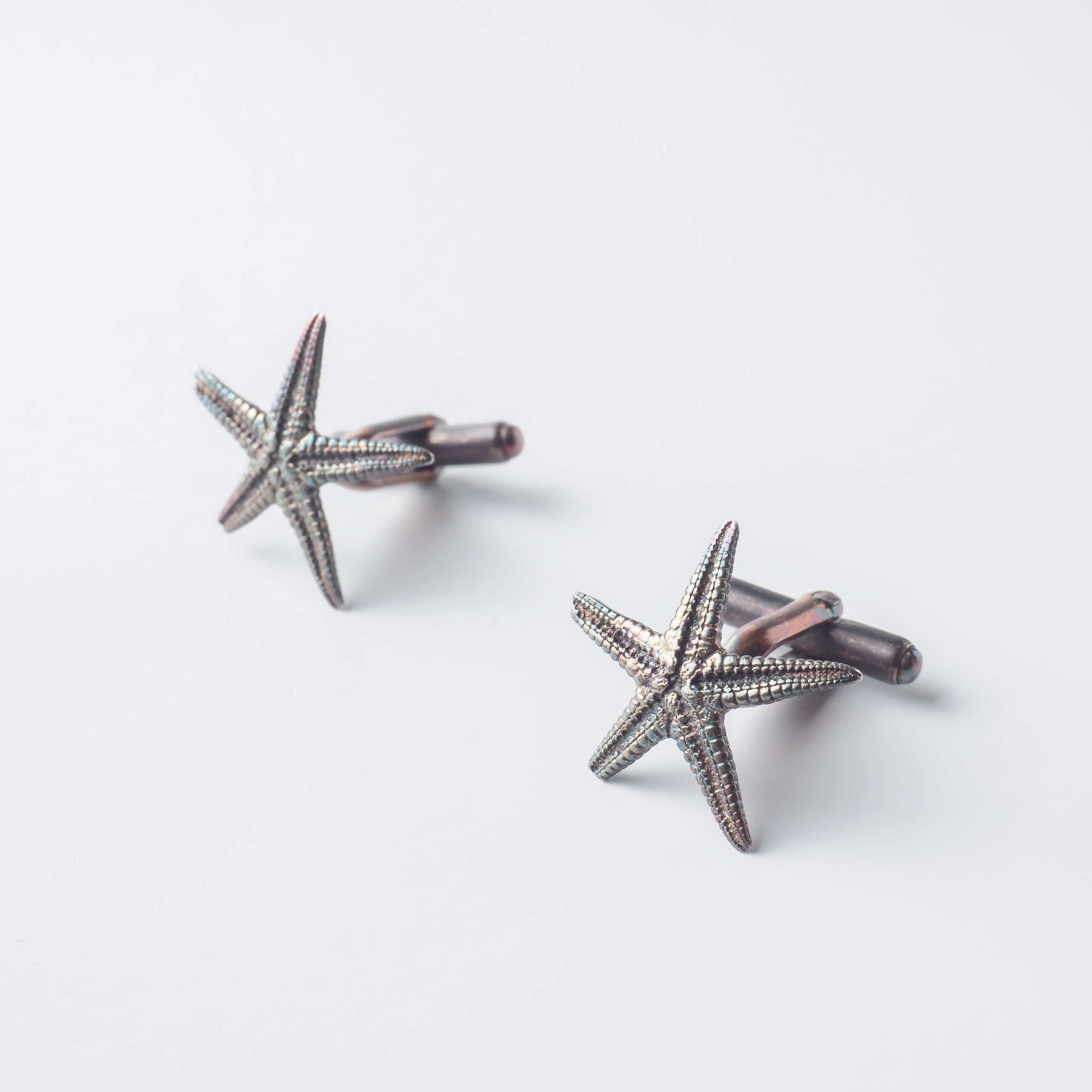 agapi-men-starfish-boutons-de-manchette-patine-rainbow image 1