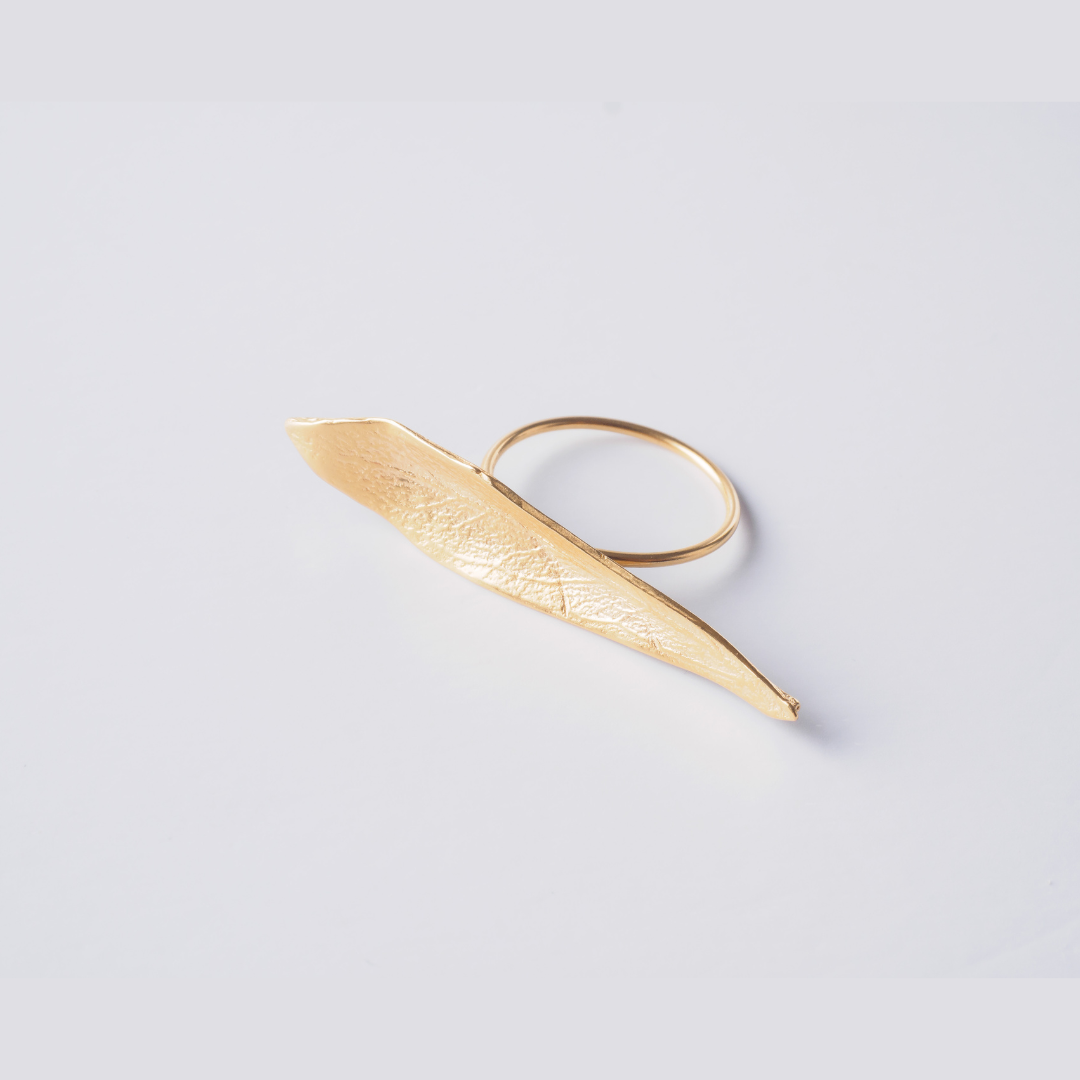 agapi-mediterranean-gold-bague-feuille-d-olivier-dor-e-ajustable-argent-925 image 3