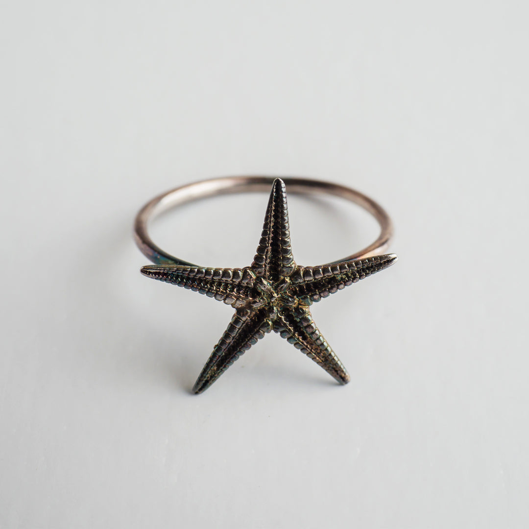 agapi-seastories-small-starfish-bague-argent-925-patine-arc-en-ciel image 1