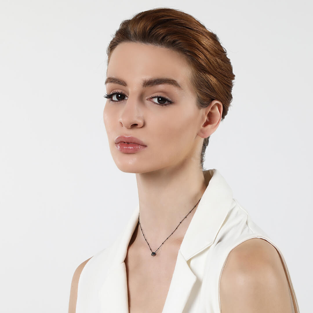 agapi-love-symbols-little-desire-collier-argent-rhodium-noir image 2