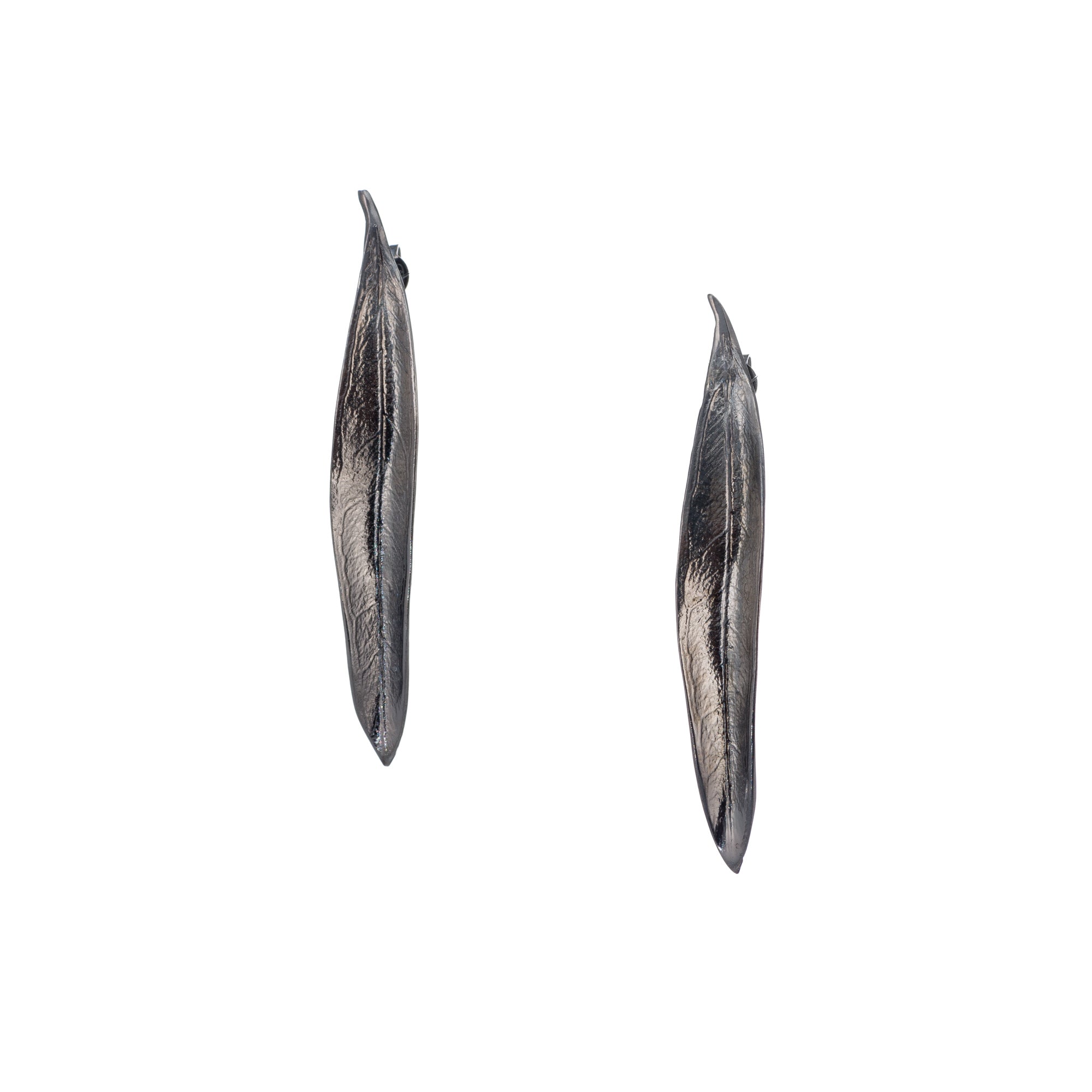 agapi-mediterranean-gold-long-olive-leaves-boucles-rhodium-noir image 1