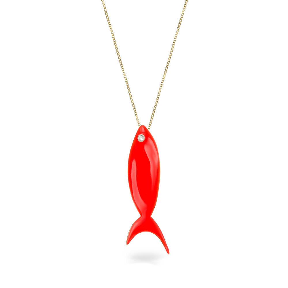 agapi-jewellery-the-fish-collier-poisson-orange-fluo-60-cm image 1