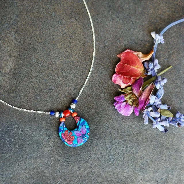 11prunes-clivia-collier-argent-pendentif-wax-violet-terracotta-42cm image 1