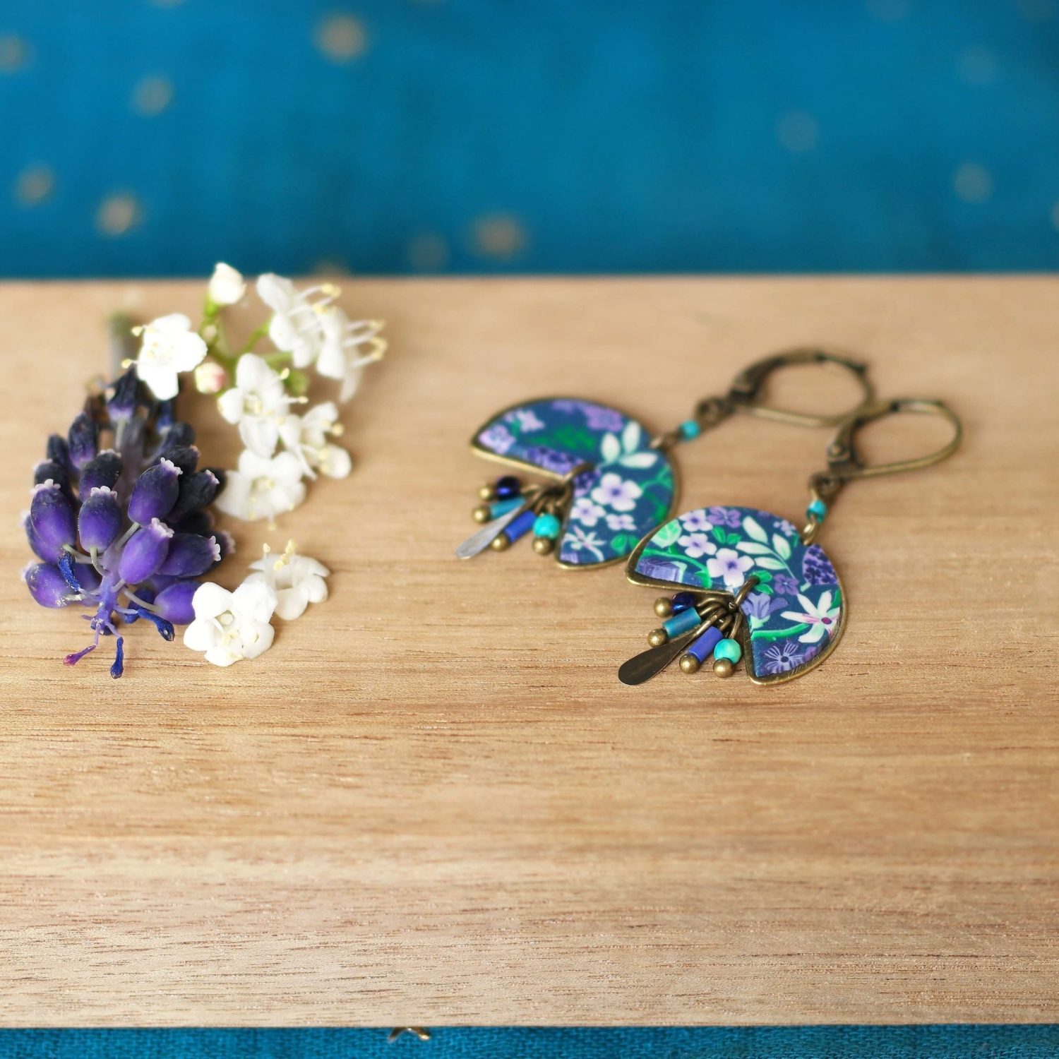 11prunes-hysope-boucles-d-oreilles-rondes-floral-violet-vert image 3