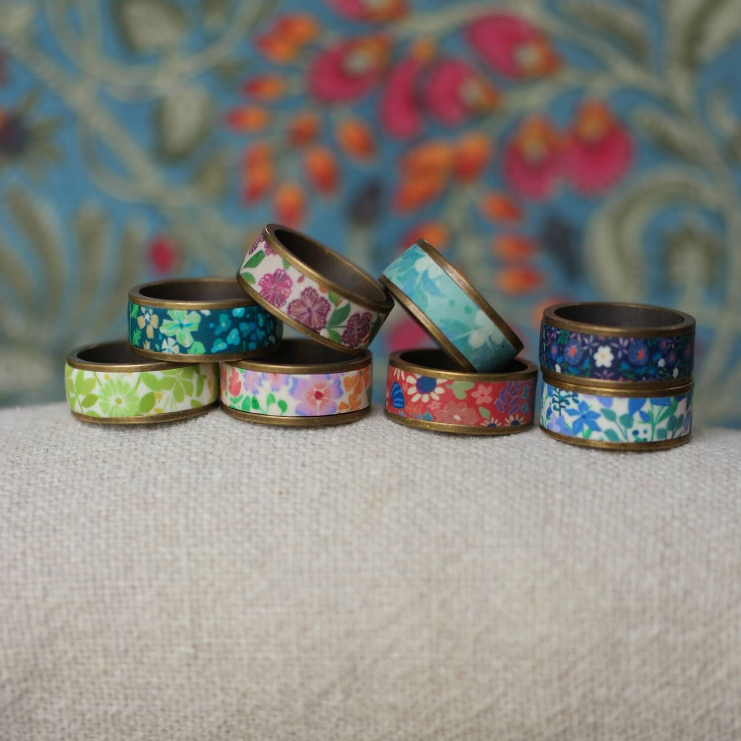 11prunes-bagues-anneau-fin-laiton-motif-floral-fait-main image 6