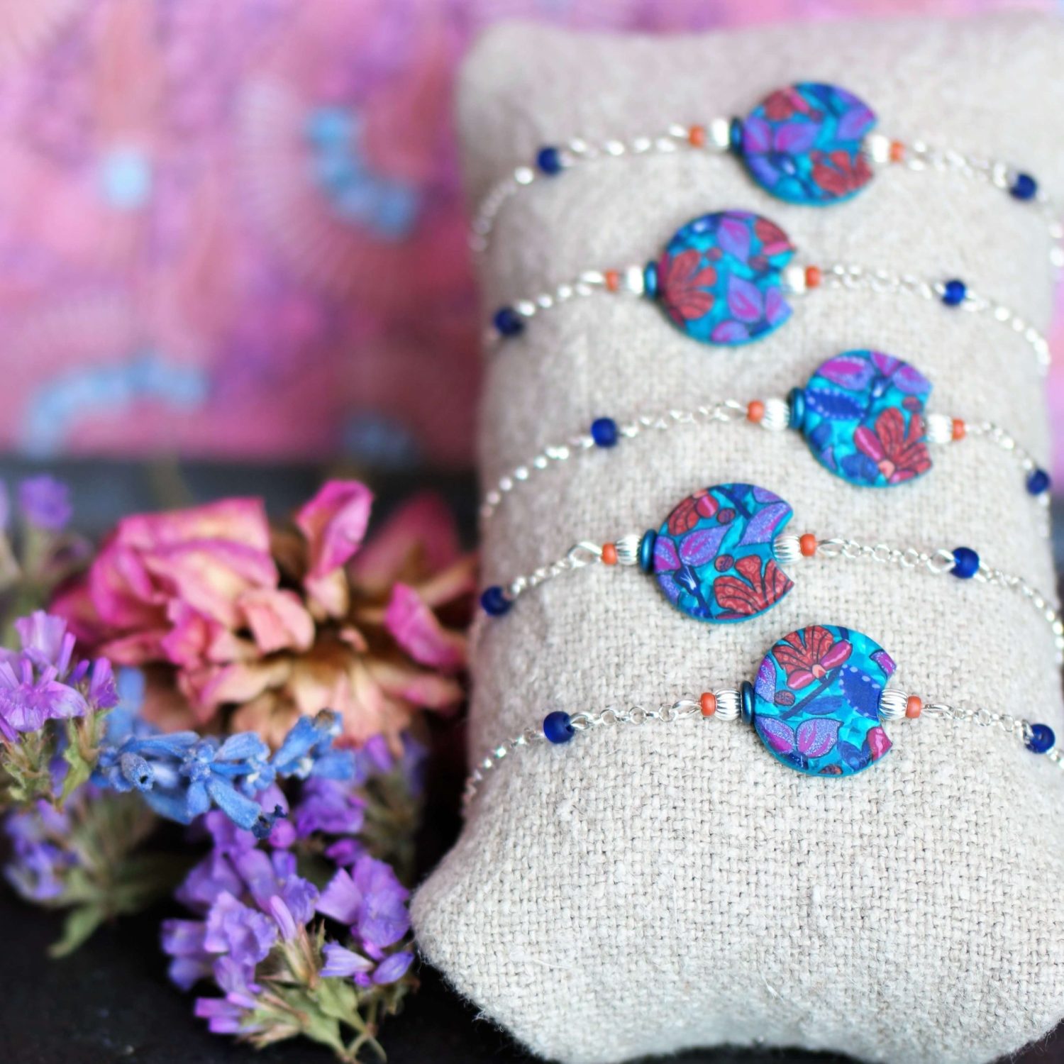 11prunes-clivia-bracelet-argent-925-cabochon-wax-violet-16-cm image 3