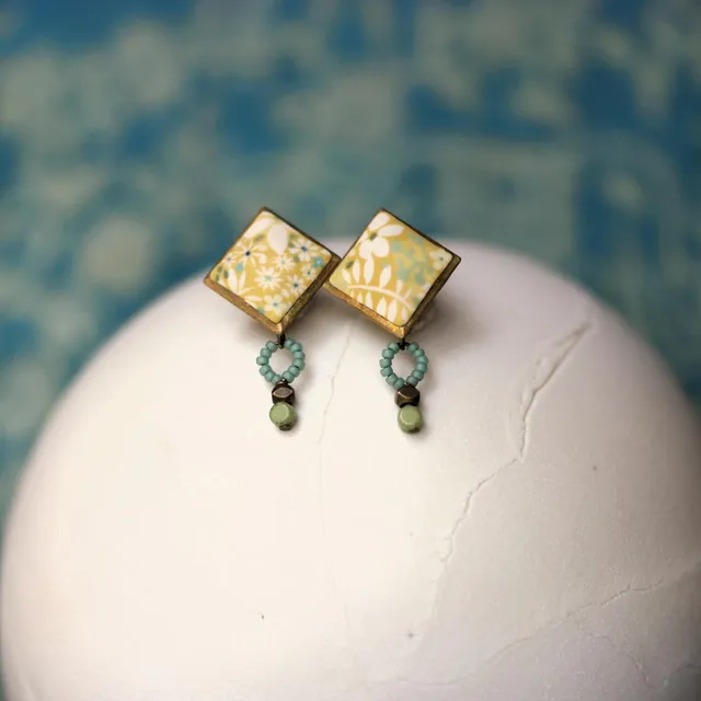 11prunes-fibigie-boucles-d-oreilles-losange-jaune-pampille image 1