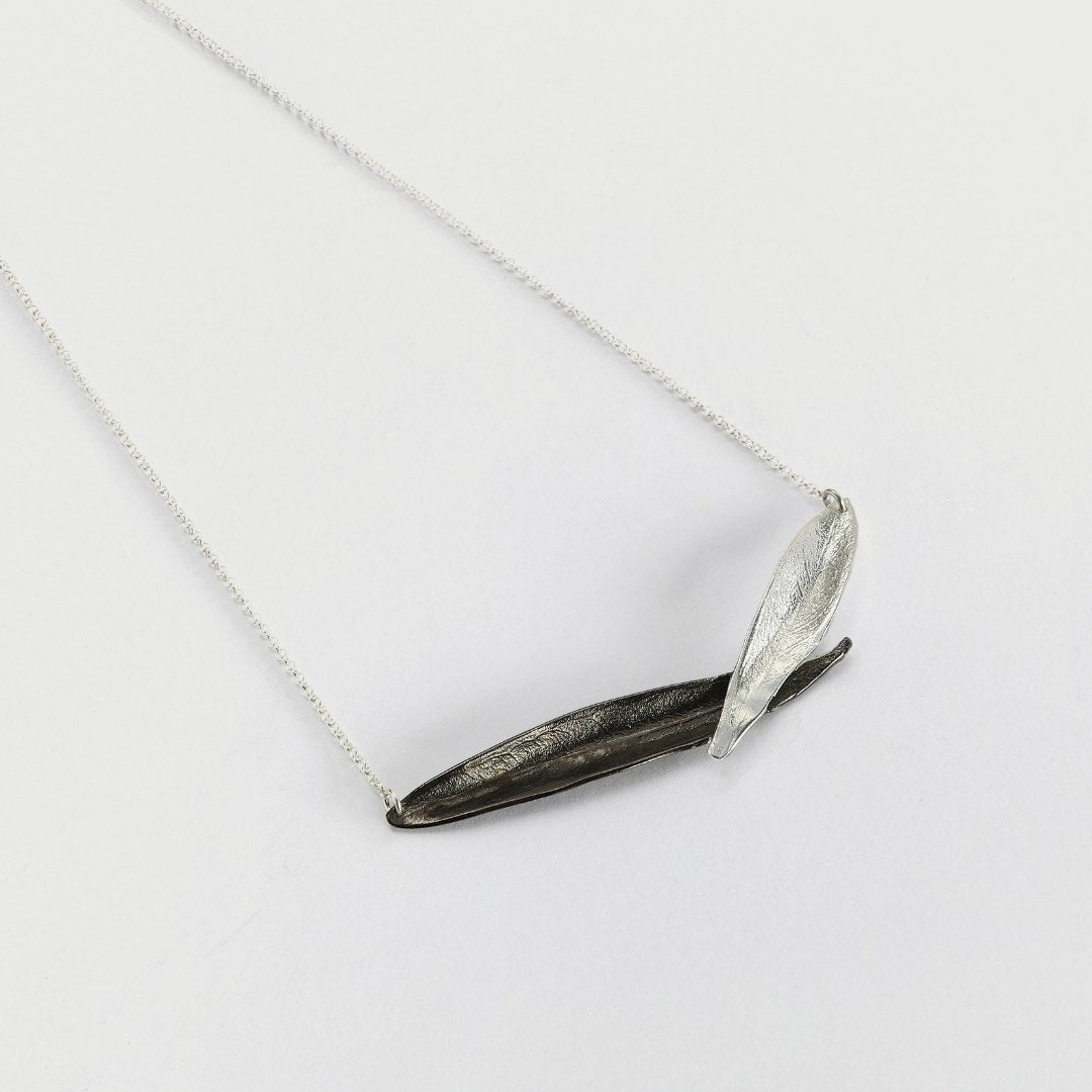 agapi-athena-collier-feuilles-olivier-argent-rhodium-45-cm image 1