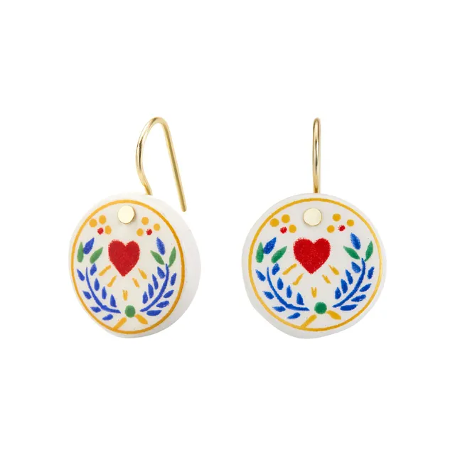 armeria-fa-enz-boucles-d-oreilles-fa-ence-c-ur-rouge-dor image 1