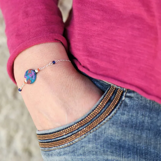 11prunes-clivia-bracelet-argent-925-cabochon-wax-violet-16-cm image 1