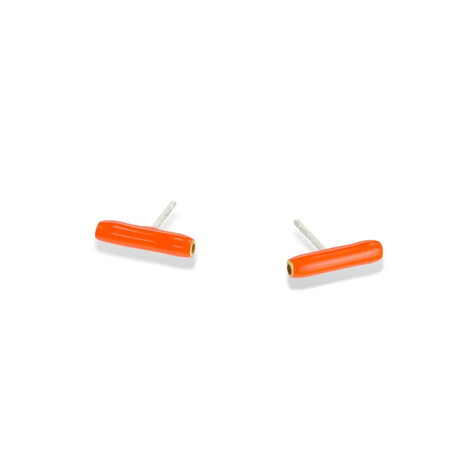 agapi-bau-jewels-lines-puces-d-oreilles-orange-cylindre-mail image 1