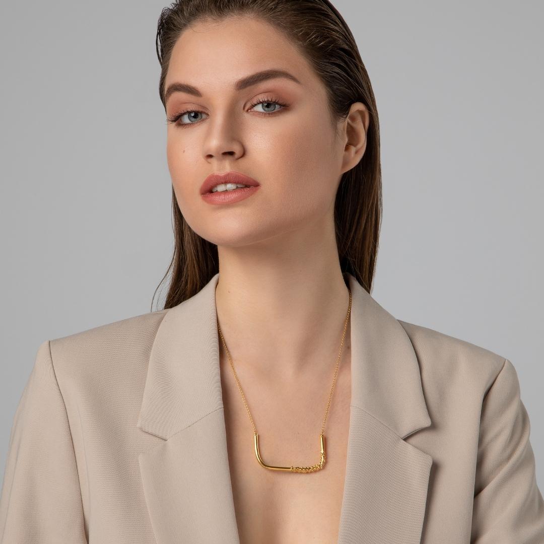 agapi-dropped-bubbles-collier-fer-cheval-dor-45-cm image 2