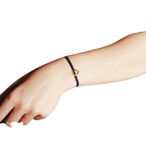 armeria-kalon-bracelet-ruban-noir-c-ur-dor-96-cm image 1