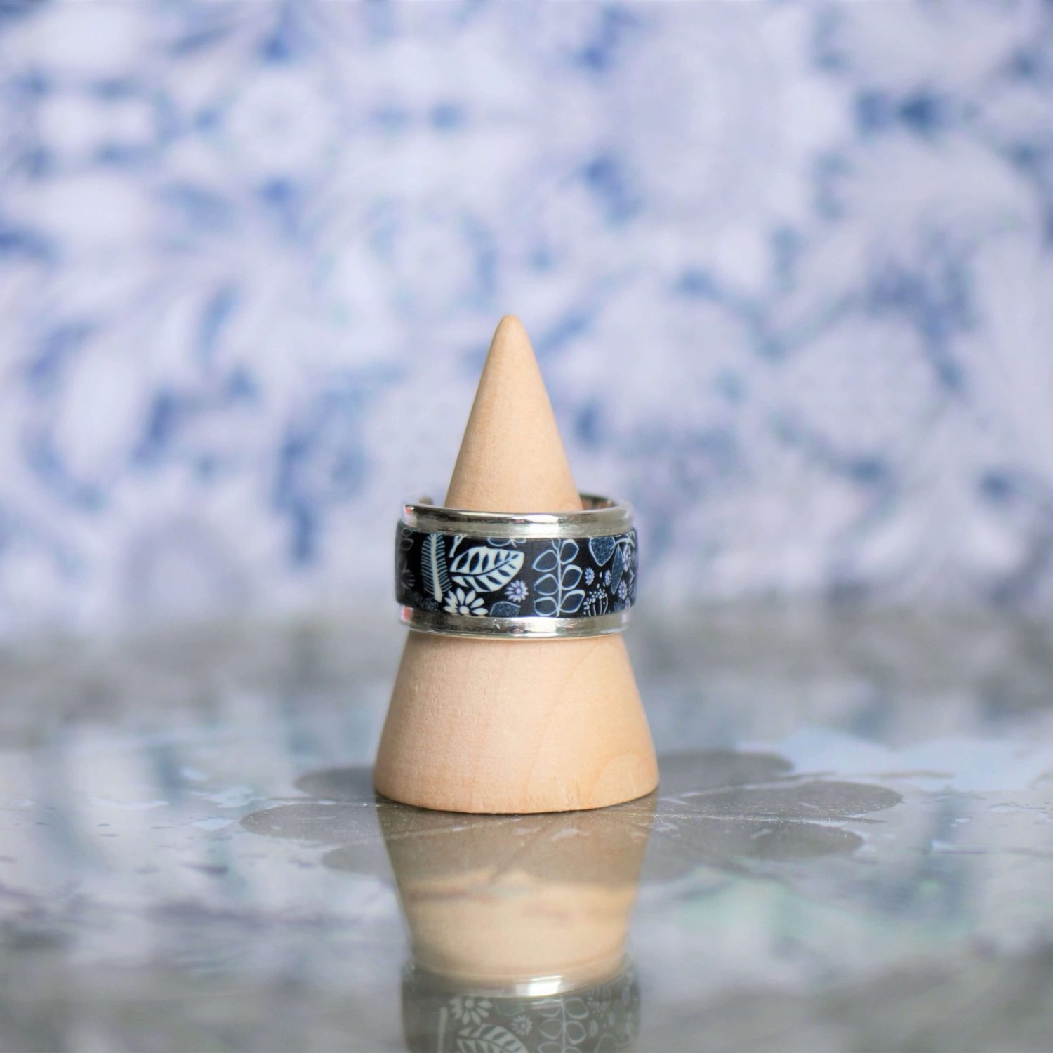 11prunes-hell-bore-anneau-argent-925-bague-bleu-nuit-fleurs image 2