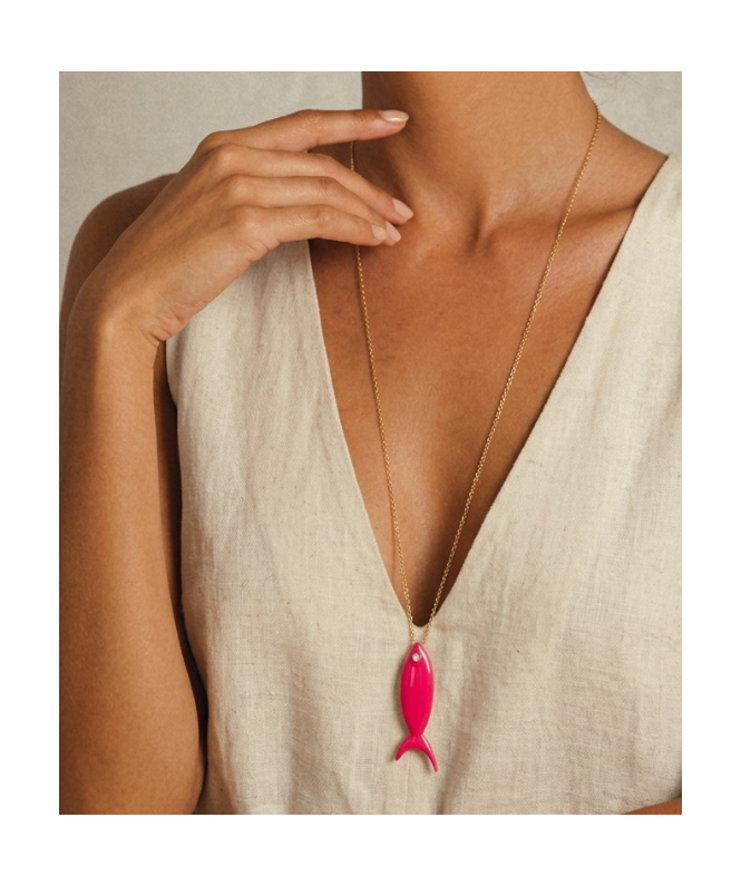 agapi-the-fish-collier-poisson-fuchsia-mail-cha-ne-60-cm image 2
