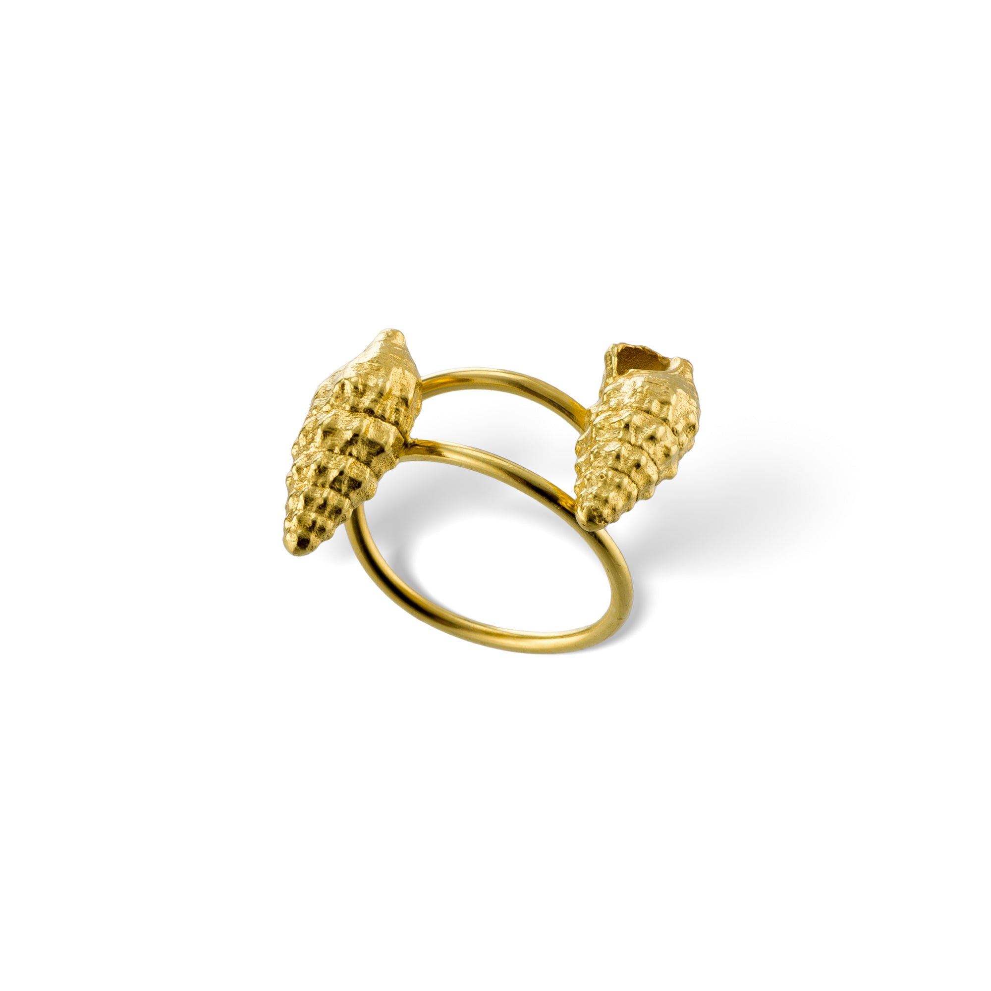 agapi-seastories-twin-wild-seashells-bague-dor-e-r-glable-argent image 1