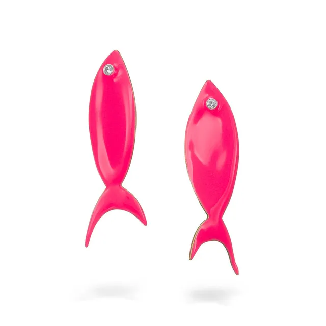 agapi-the-fish-boucles-d-oreilles-poisson-fuchsia-zircon-6-cm image 1