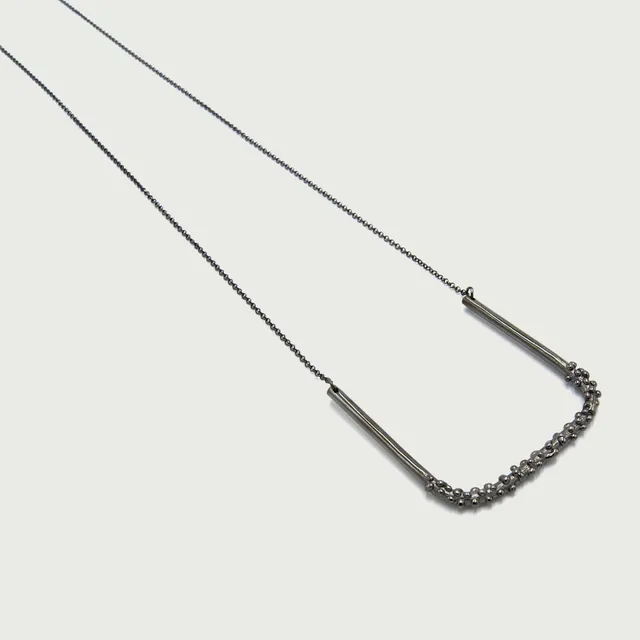 agapi-dropped-bubbles-collier-long-sautoir-rhodium-noir-bulles image 1