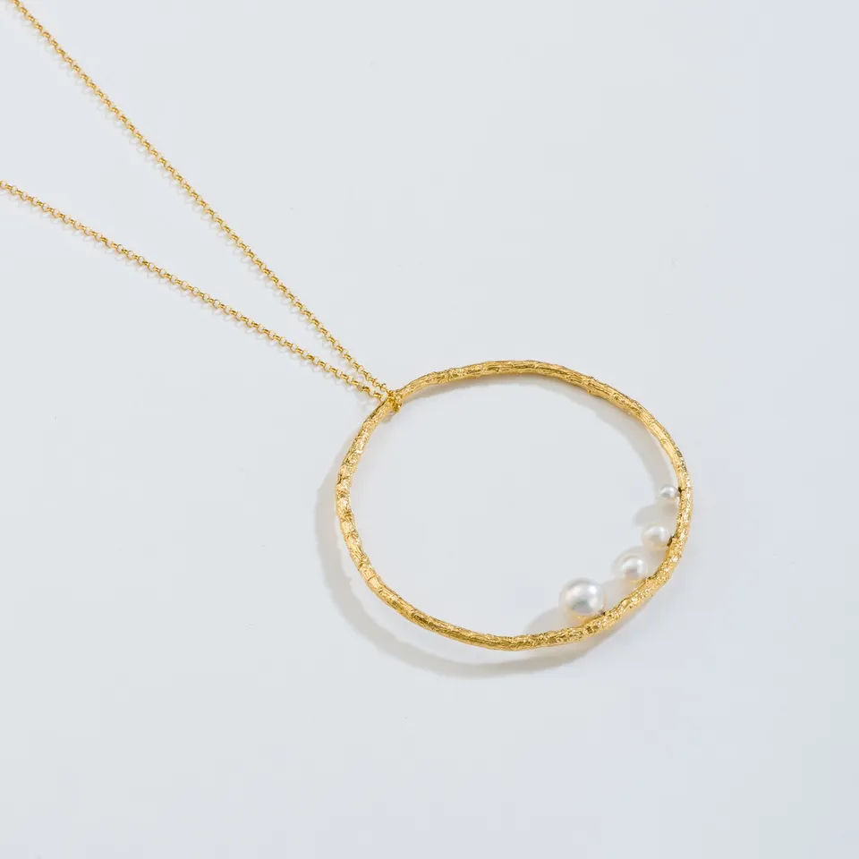 agapi-forestland-branch-hoop-collier-perles-plaqu-or-41-5-cm image 1