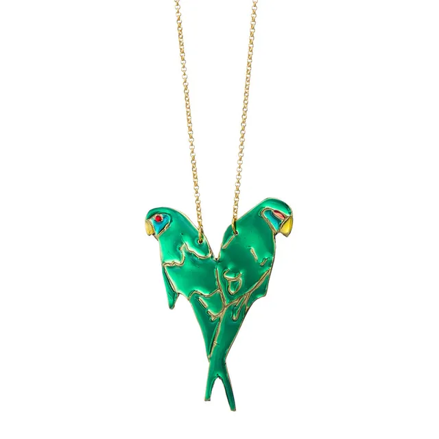 agapi-love-symbols-love-birds-collier-mail-vert-dor image 1