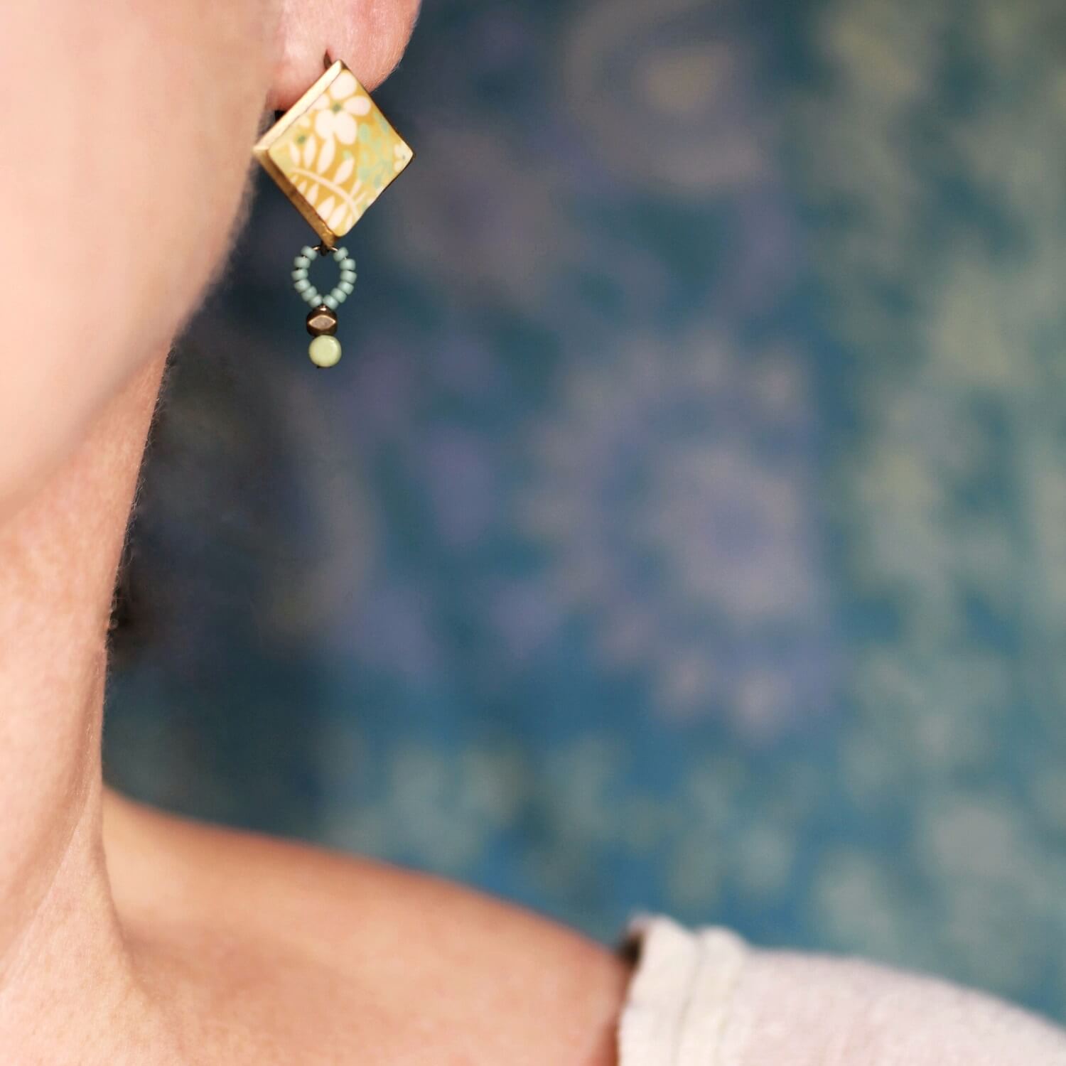 11prunes-fibigie-boucles-d-oreilles-losange-jaune-pampille image 2