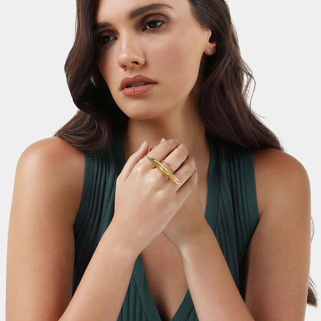 agapi-mediterranean-gold-bague-feuille-olivier-or-ajustable image 2