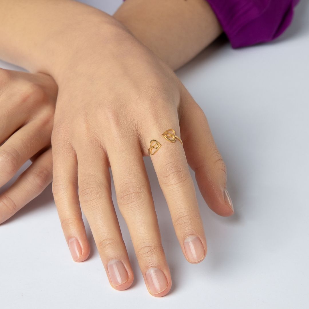 agapi-love-symbols-bague-twin-sweet-love-dor-e-ajustable image 2