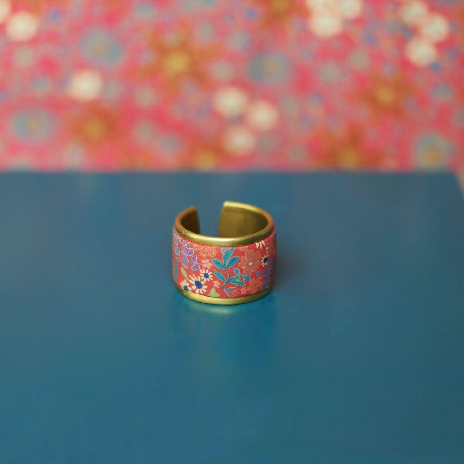 11prunes-bague-anneau-large-laiton-floral-ajustable-55-62 image 3