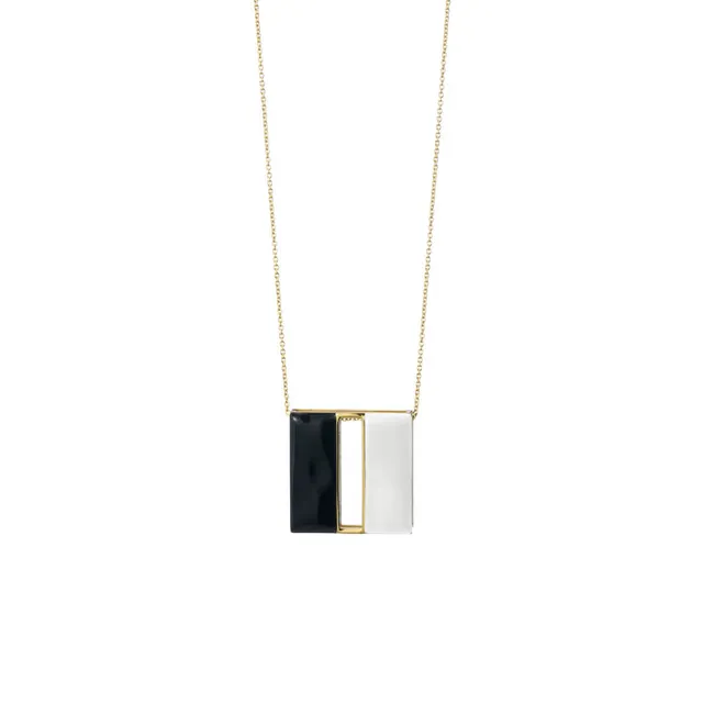 agapi-arcana-high-priestess-collier-dor-mail-noir-blanc image 1