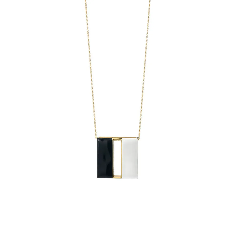 agapi-arcana-high-priestess-collier-dor-mail-noir-blanc image 1