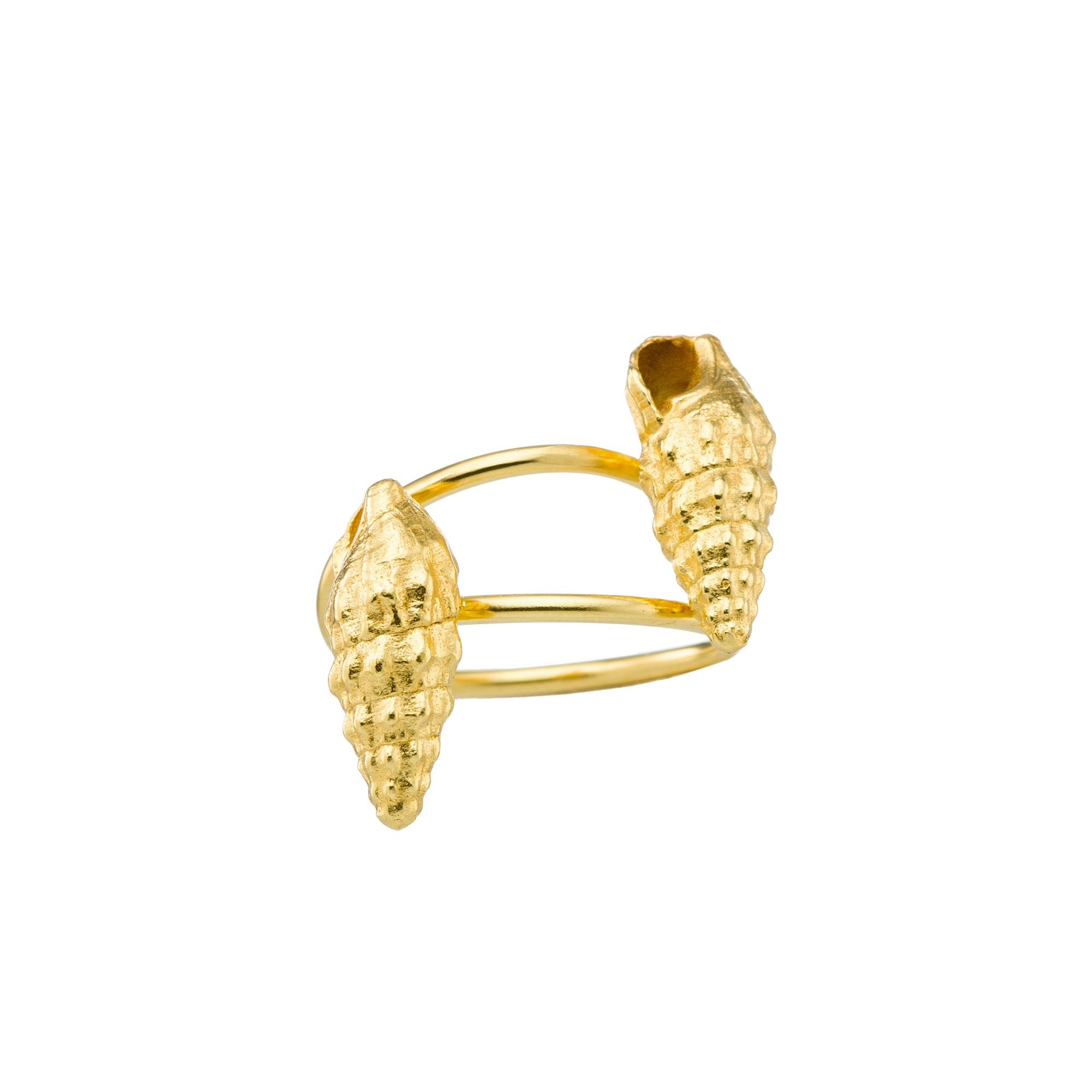 agapi-seastories-twin-wild-seashells-bague-dor-e-r-glable-argent image 2