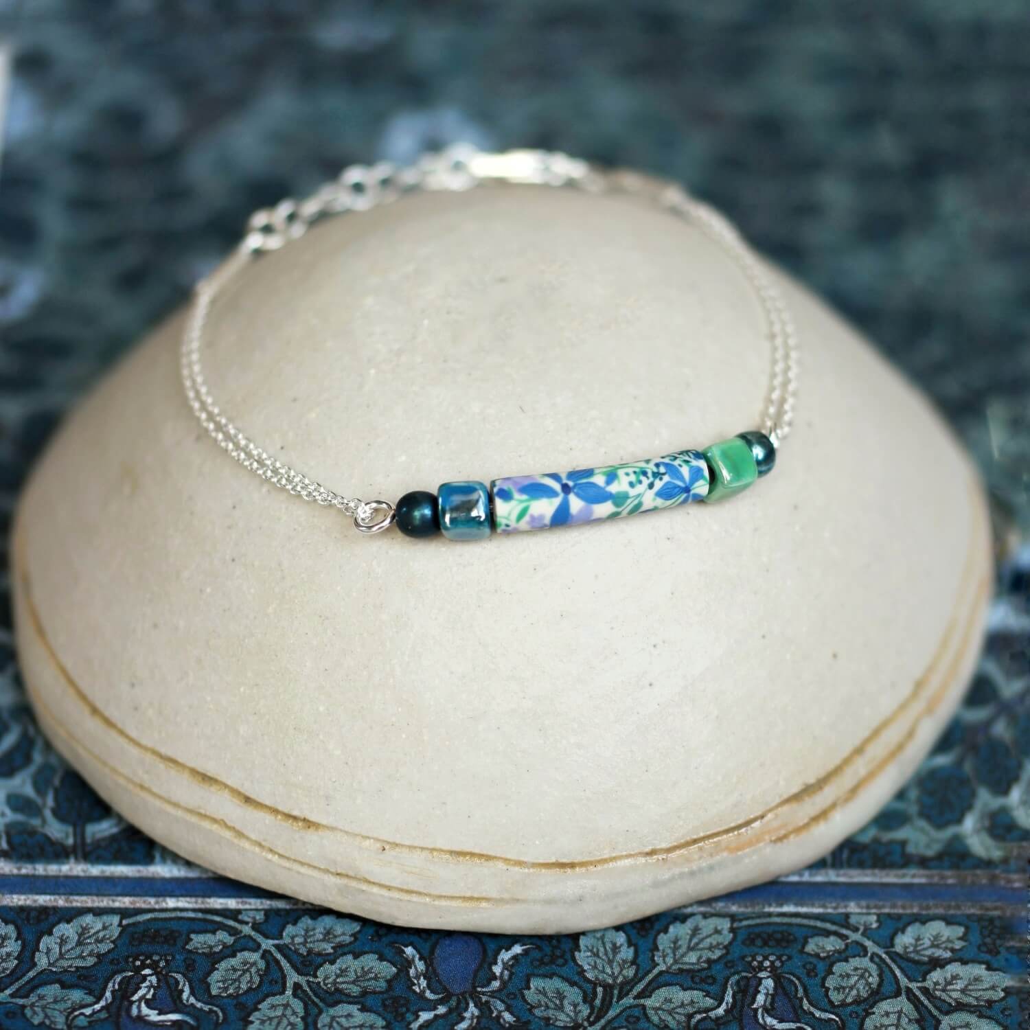 11prunes-phac-lie-bracelet-perles-vert-bleu-argent-925-16-cm image 3