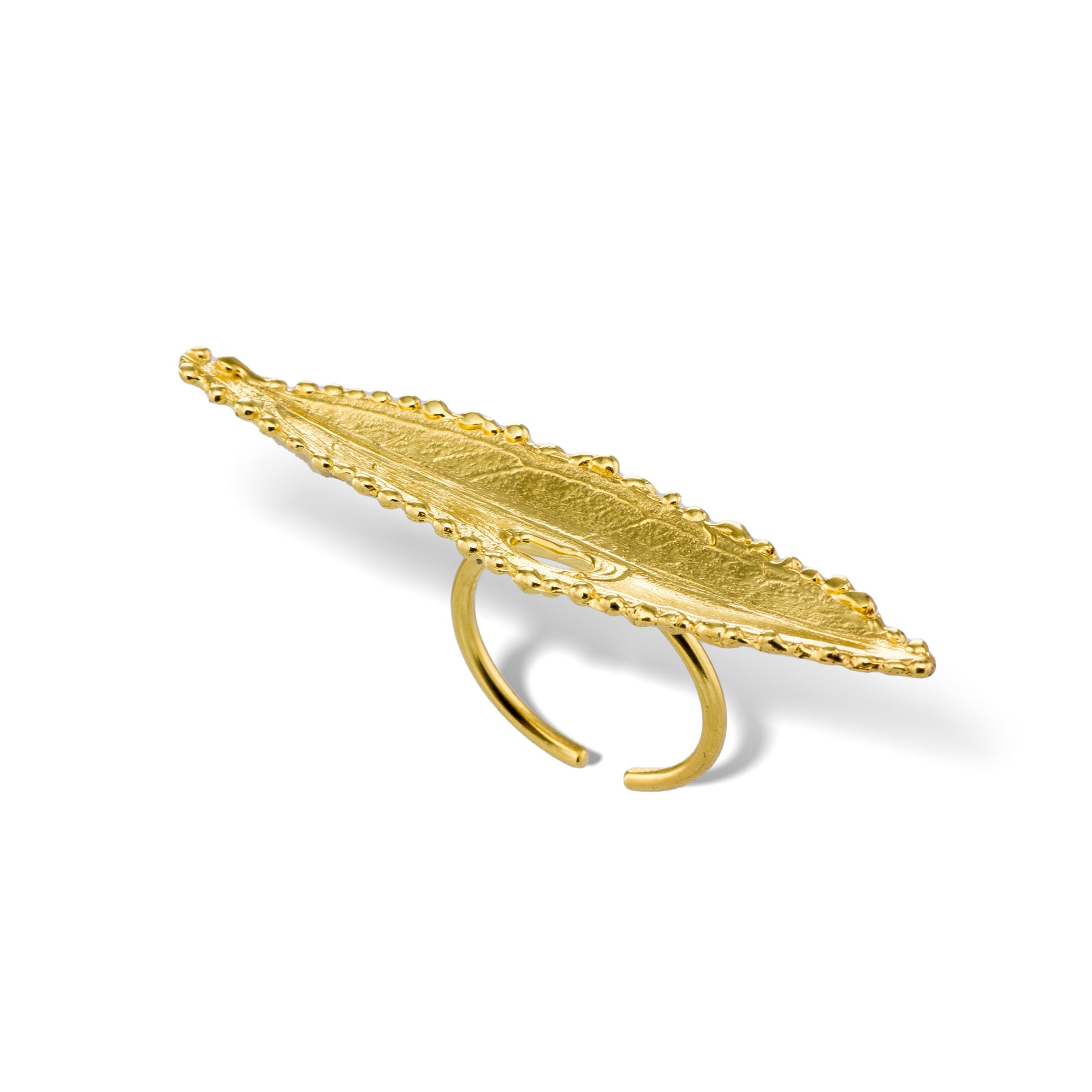 agapi-mediterranean-gold-wild-olive-bague-feuille-or image 1